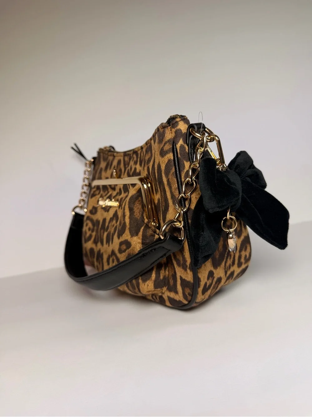 Juicy Couture Leopard-Print Shoulder Bag with Black Bow